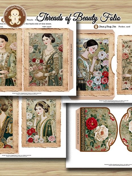 Threads of Beauty Victorian 3-Fold Gift Card Folio Kit – Instant Download product image (2)