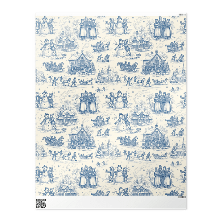 Christmas Winter Scene Toile Chinoiserie Wrapping Paper product image (2)