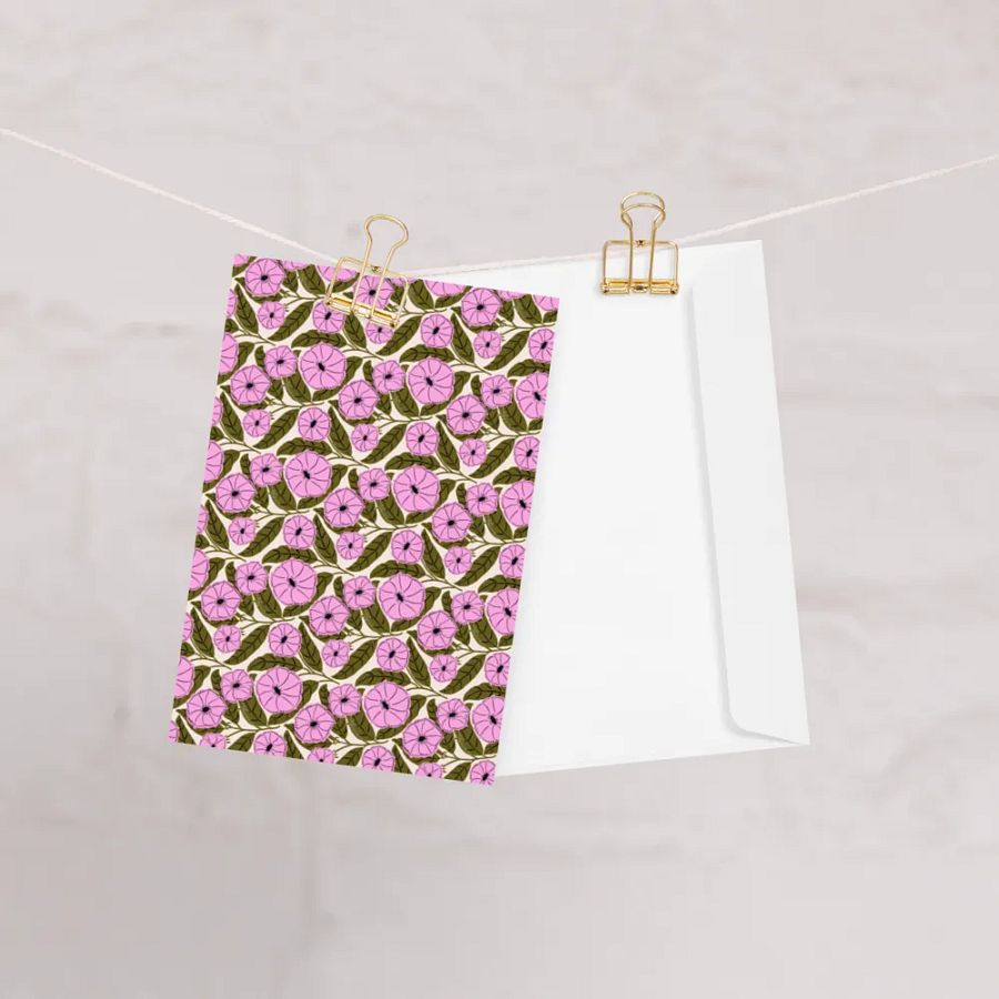 Dipladenia Dreams - Pink and Green - Greeting Card - Empty Inside product image (3)