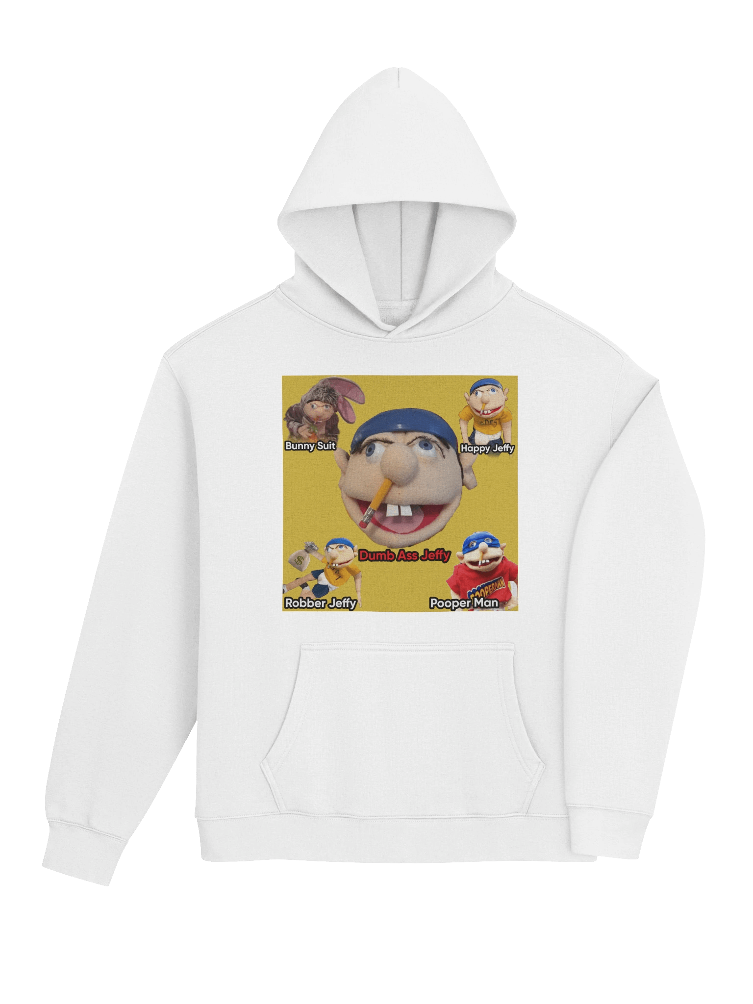 white Jeffy hoodie with Jeffy face. product image (4)
