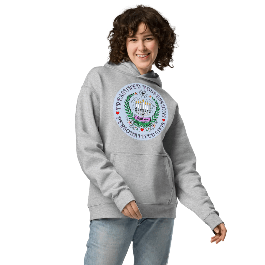Exquisite Personalized Hoodie: Menorah & Cross Design product image (3)