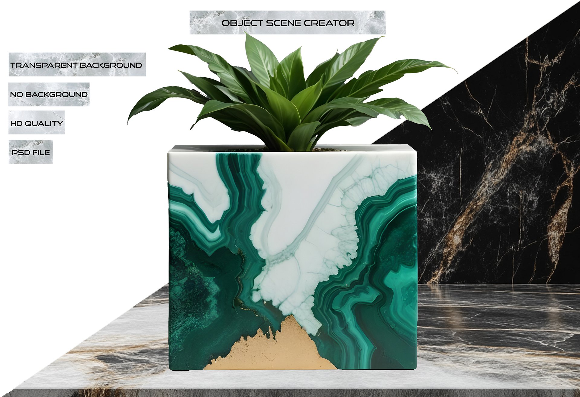 Aurora Verde - Vase Quartz & Malachite png product image (2)