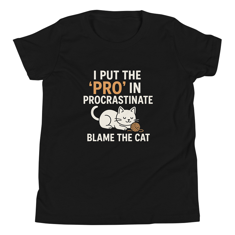 No Procrastination Cat Youth T-Shirt product image (4)