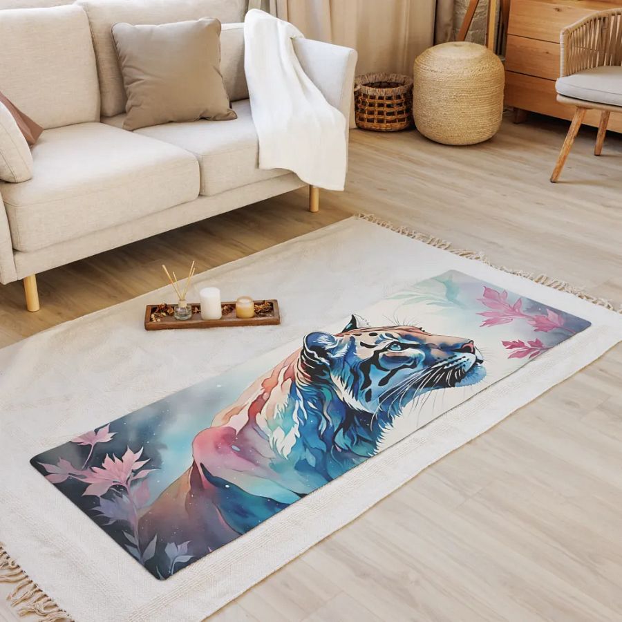 Watercolor Floral Tiger Fantasy Yoga Mat product image (8)