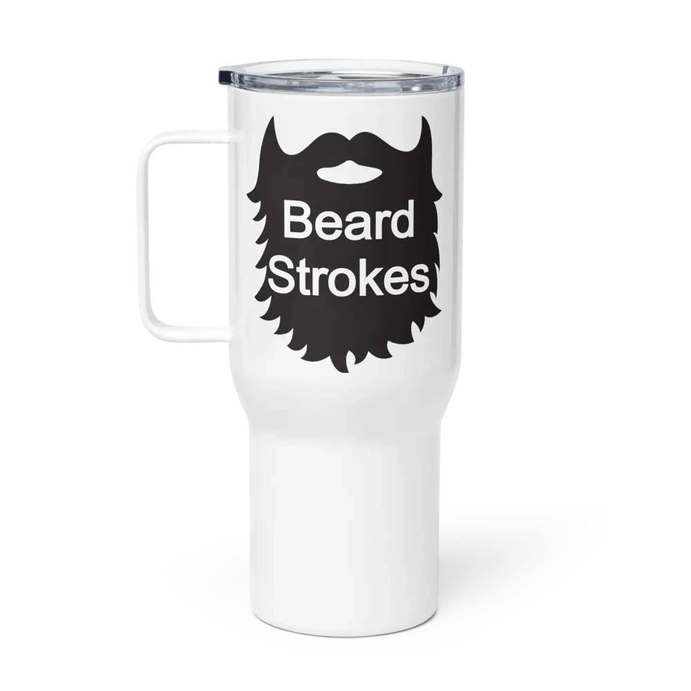 Beard Strokes Travel Mug with Handle (Black Beard) product image (1)
