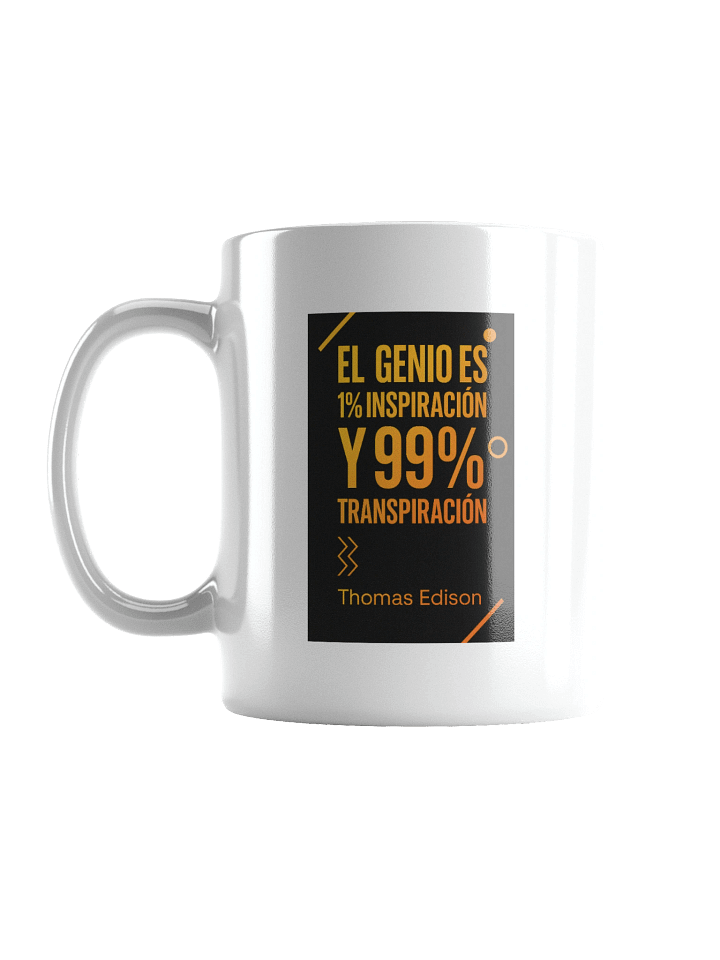TAZA energética moderno con cita de Edison sobre genio y trabajo product image (1)
