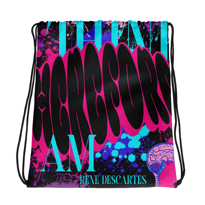 I THINK, THEREFORE I AM, DRAWSTRING BAG product image (1)