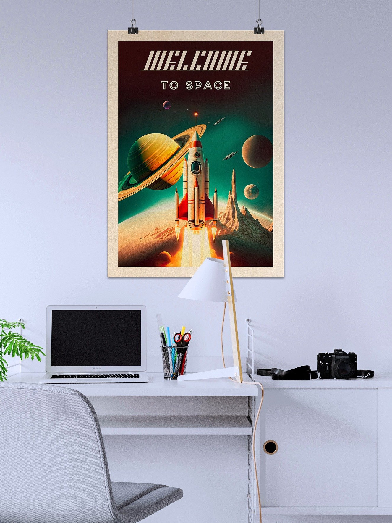 Welcome to space — Vintage space poster, retro space art, propaganda poster, retrofuturism art, retro sci-fi print product image (2)