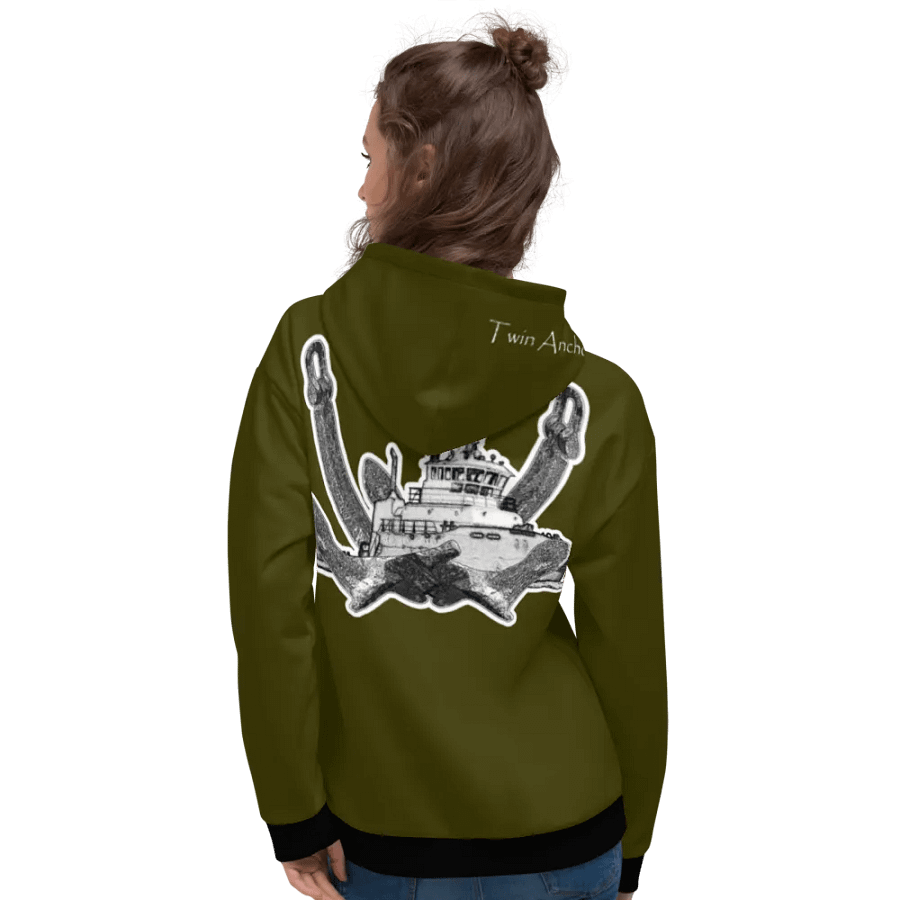 Green Twin Anchor Titan tug Hoodie product image (12)