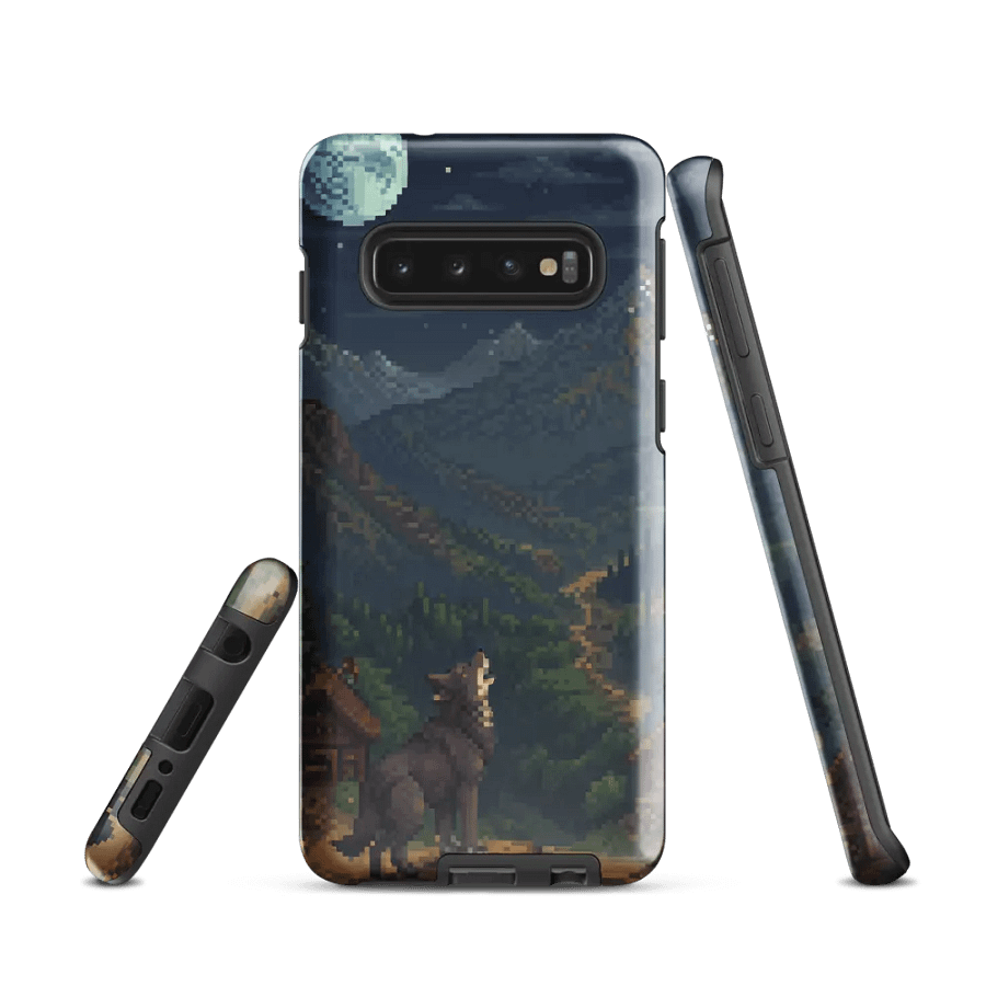 Pixel Howl Samsung Tough Case - Retro Wolf & Mountain Design product image (1)