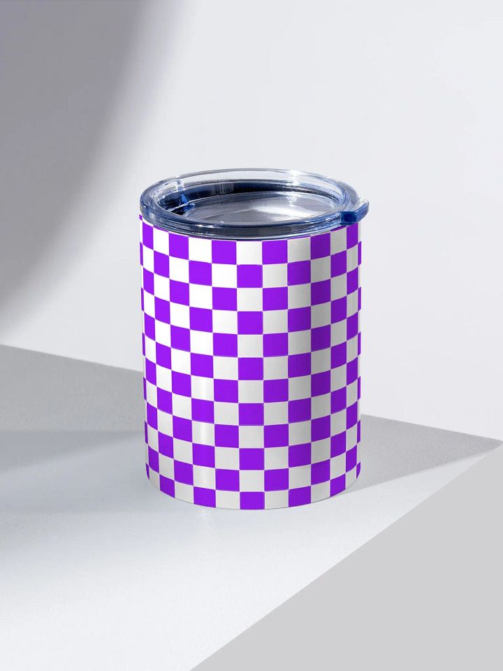 Checkered! Purple and White Checkers 10 oz Stainless Steel Tumbler product image (2)
