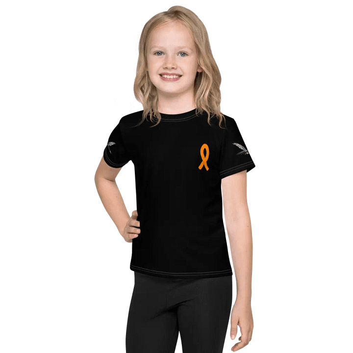 White HApex Gear White Logo Cancer Awareness Orange Ribbon. Black Kids Crew Neck T-Shirt product image (1)