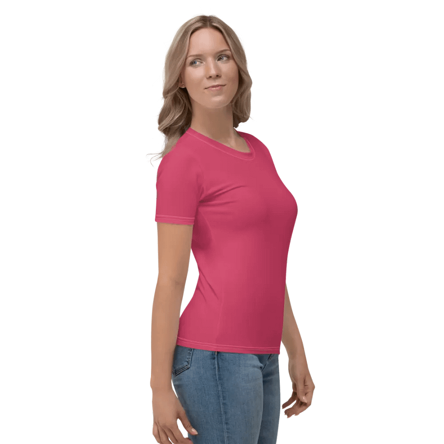 Plain Ruby Red True Summer Women's Crewneck Polyester Heavyweight Premium T-Shirt by Treasure Pie product image (5)