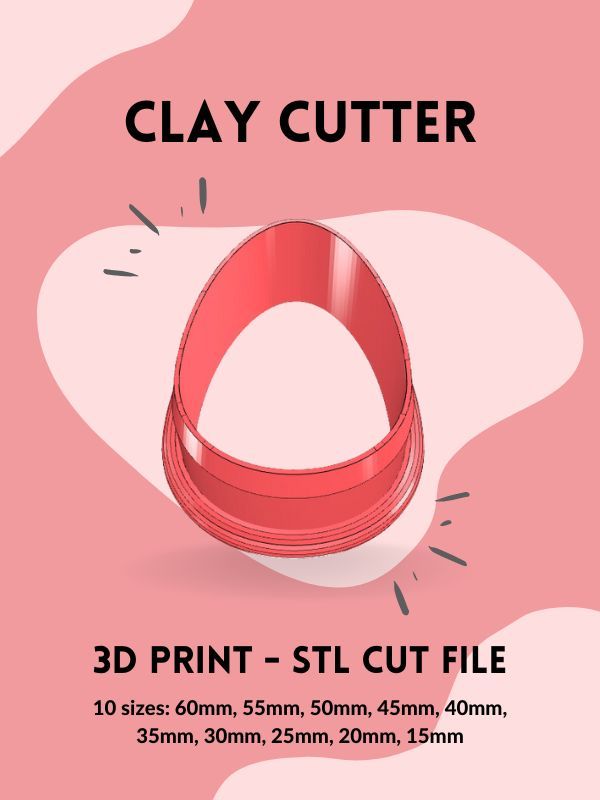 Egg Shape Clay Cutter STL 3D Print File product image (1)