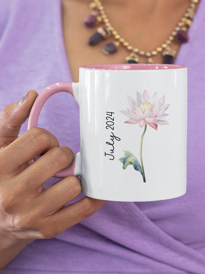 Two Tone Birth Flower Mug JULY – Personalized Gift product image (1)