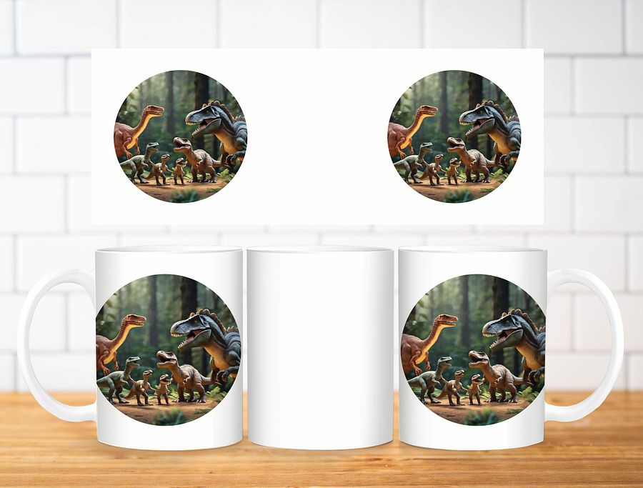 Dinosaur Vibes Sublimation Design, 11oz & 20oz Mug Template, Mug Wrap Template PNG, Digital Download product image (2)