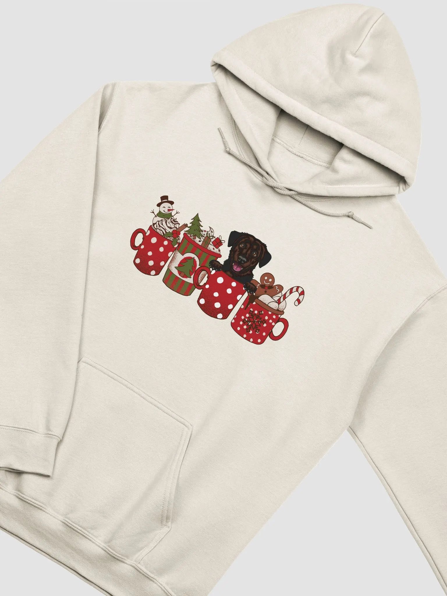 Cute Labrador Retriever(Chocolate) in a Christmas Cup Hooded Sweatshirt | Funny Christmas Pup in a Cup product image (20)