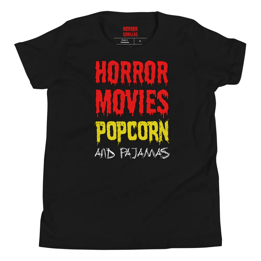 Horror Movies Popcorn And Pajamas T-Shirt For Kids product image (4)