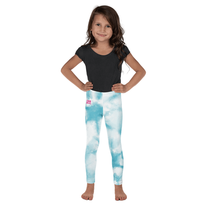 🎨Girls’ | Little Kids | Cape Cuties by BRN.2C.C.™| Leggings 💫| Pink Logo on Blue Tie-Dye product image (2)