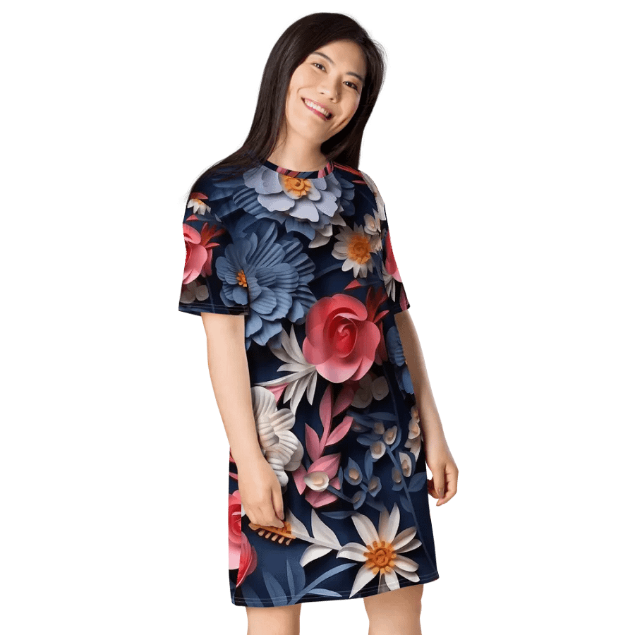 3D-Ditsy-Flowers-Seamless-Patterns T-shirt Dress - V12 product image (8)