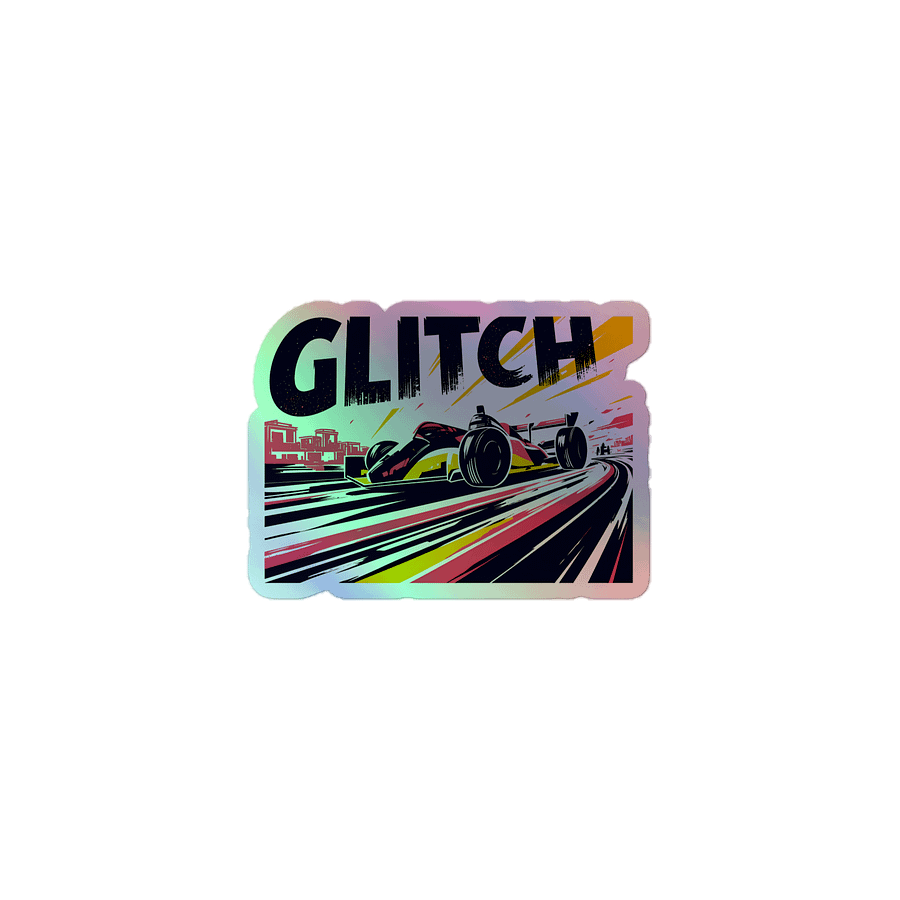 Digital Distortion Race Car | Glitch Art Holographic Sticker product image (1)