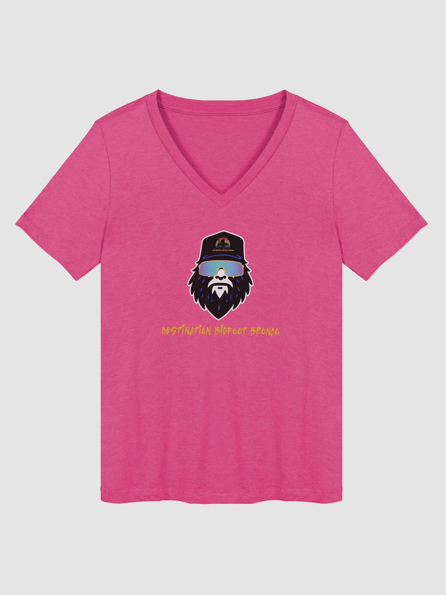 Destination Bigfoot Bronco Bigfoot Logo Bella+Canvas Women's Relaxed V-Neck T-Shirt (Berry) product image (1)