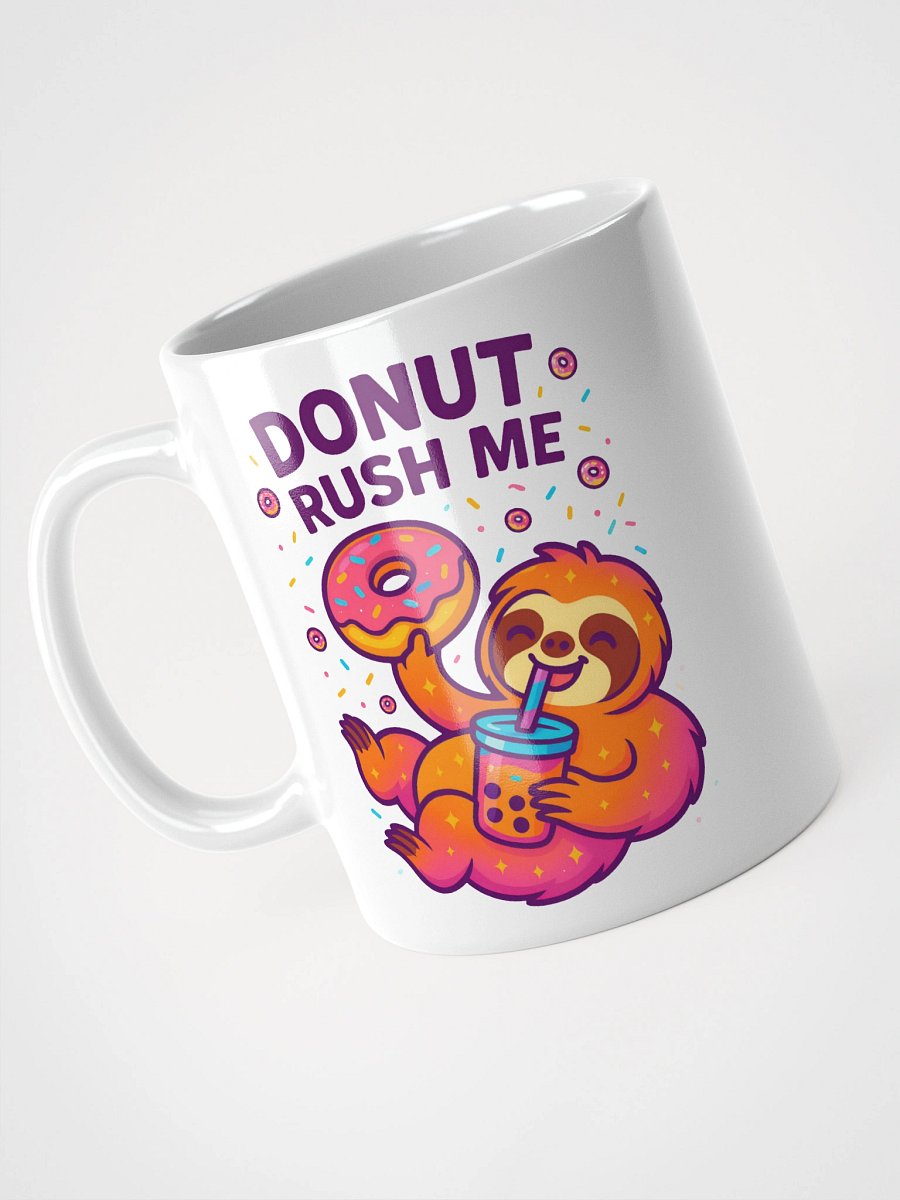 Donut Rush Me Sloth Mug – Funny Donut Coffee Cup for Slow Mornings & Boba Fans product image (3)