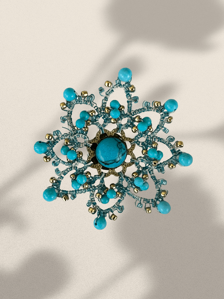 Lace Brooch with Turquoise Gemstone Accents product image (2)