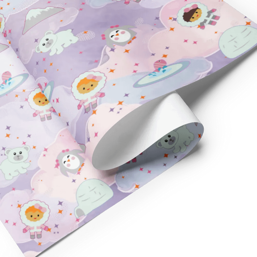 Snow Babies in Cotton Candy Clouds 3 Pack Sheets Wrapping Paper product image (2)