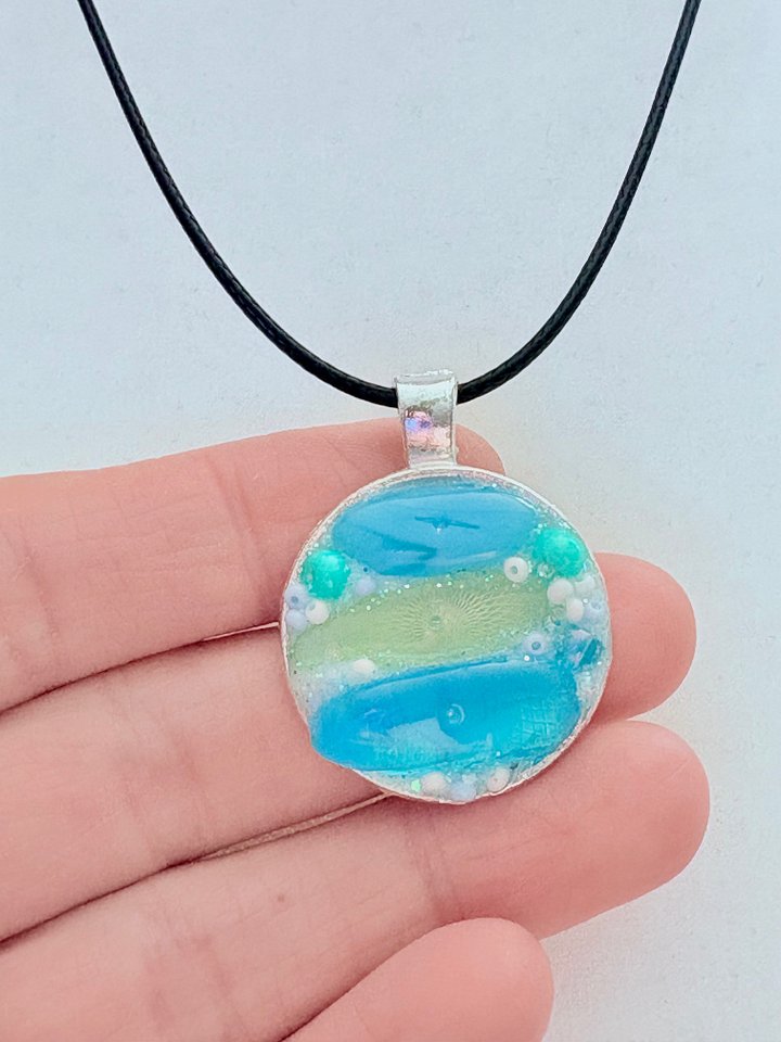 Coastal Calm Horizon Pendant Necklace | Handmade Glass Art Jewelry | Monique Faella Designs™ | MFD-00213 product image (2)
