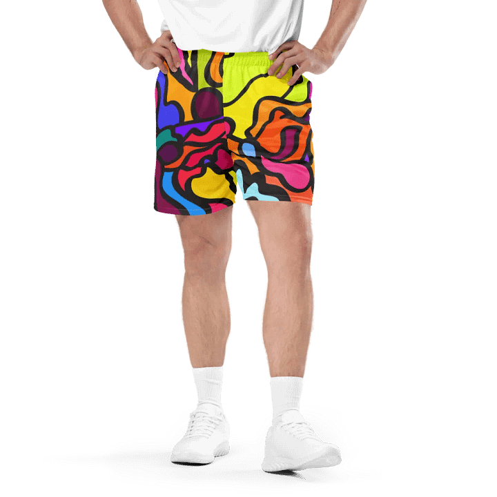 Vibrant Mesh Shorts: Abstract Harmony - Wave at Sunset product image (1)