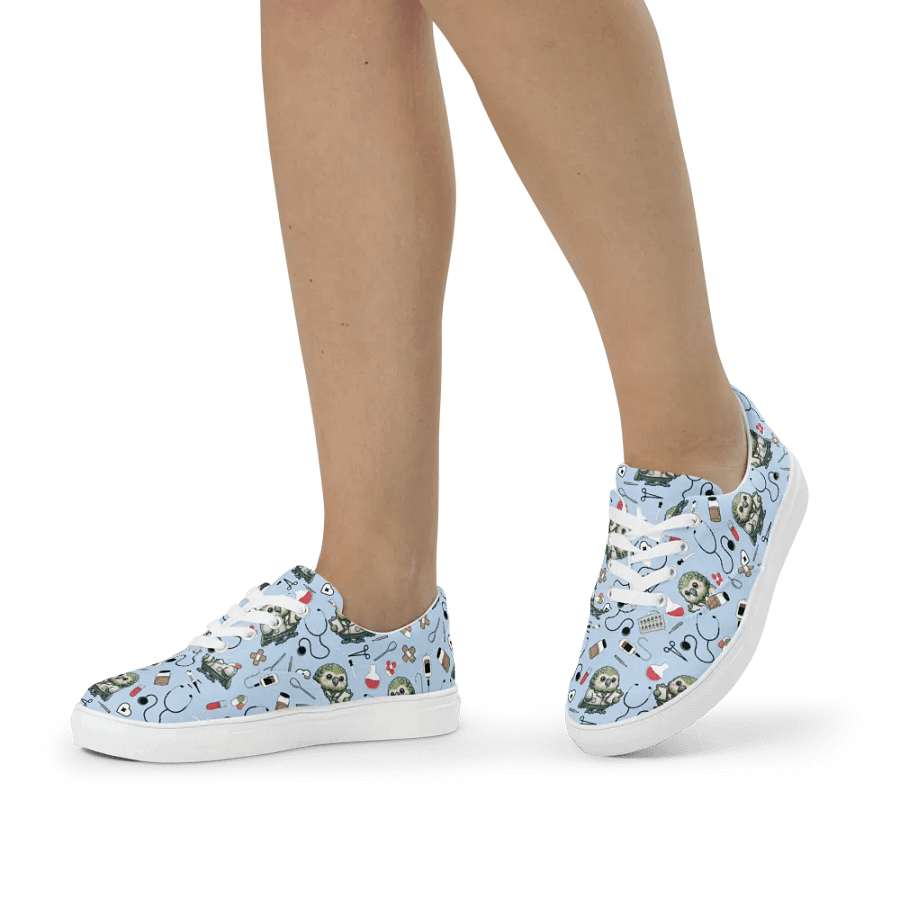 Cute Medical Kakapo Lace-up Canvas Shoes (Blue) product image (4)