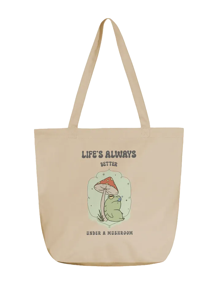 Funny Frog Mushroom Tote Bag– Life’s Better Under a Mushroom product image (2)