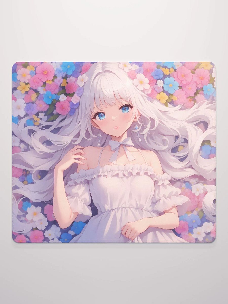 Cute Anime girl in flower field gamer mouse pad product image (2)
