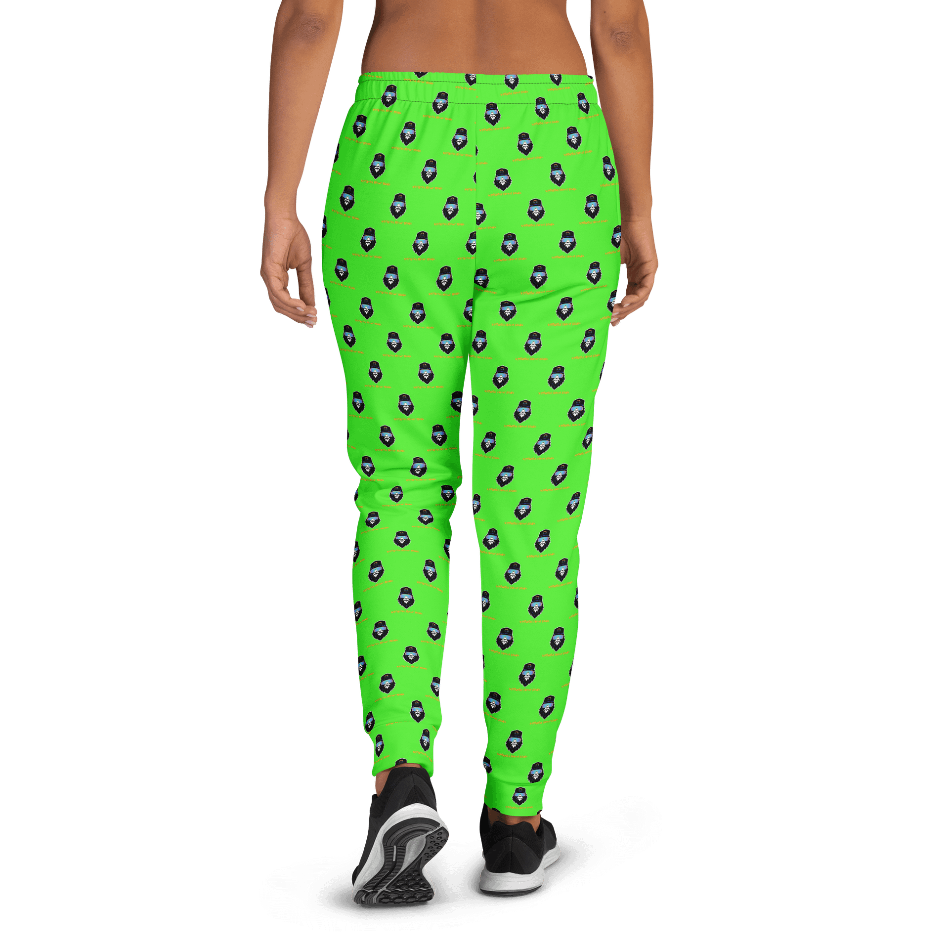 Synthsquatch Fitness Bigfoot Monogram Logo All-Over Print Women's Joggers (Neon Green) product image (1)