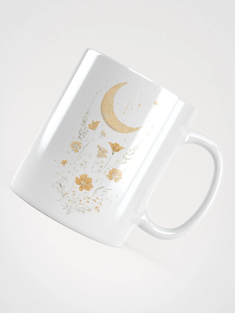 Floral Crescent Moon White Glossy Mug product image (11)