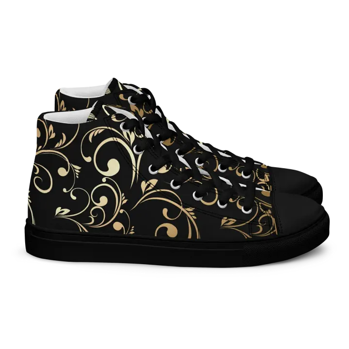 Golden Swirls Womens High Top Canvas Shoes product image (2)
