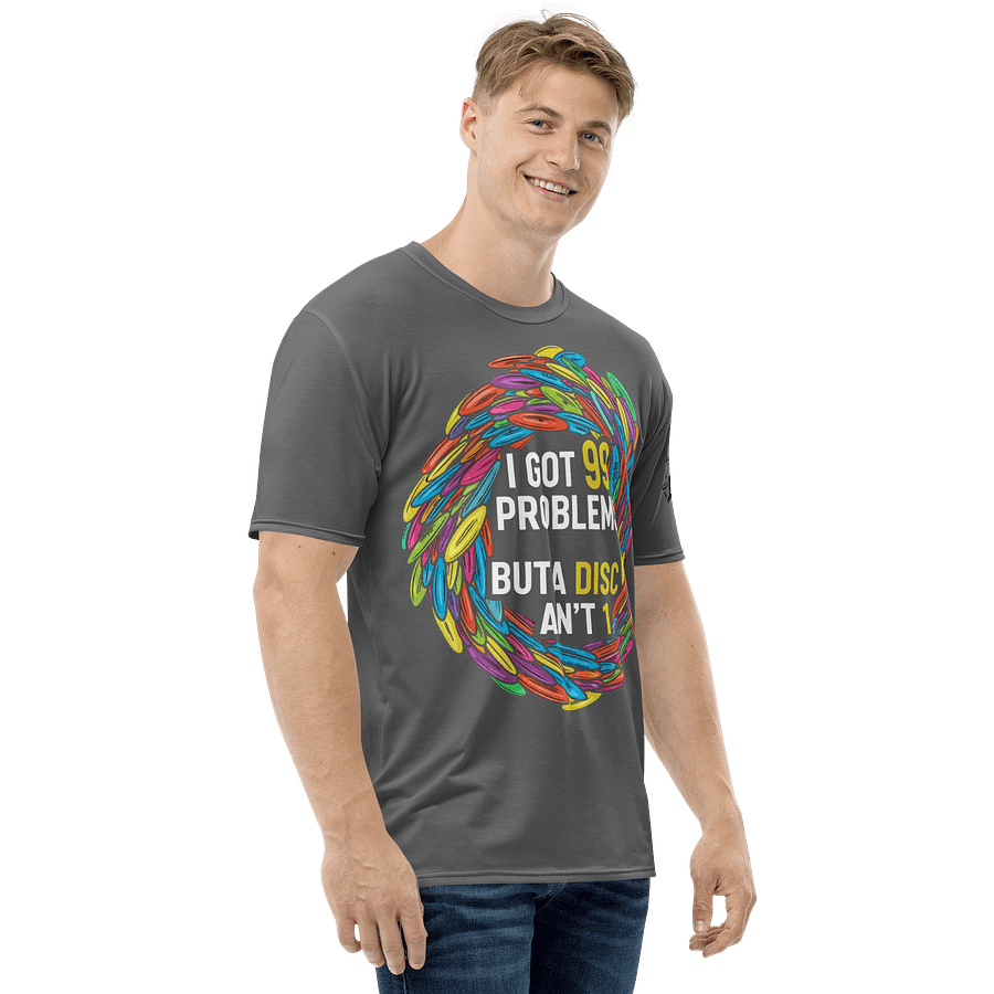 Fancy Lads Men's Grey T-Shirt "I Got 99 Problems But A Disc Ain't 1" product image (5)