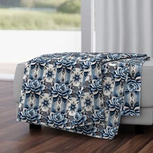 Seamless Pattern - Painted Floral Tile Pattern 2 in Blues, Grays and White product image (4)