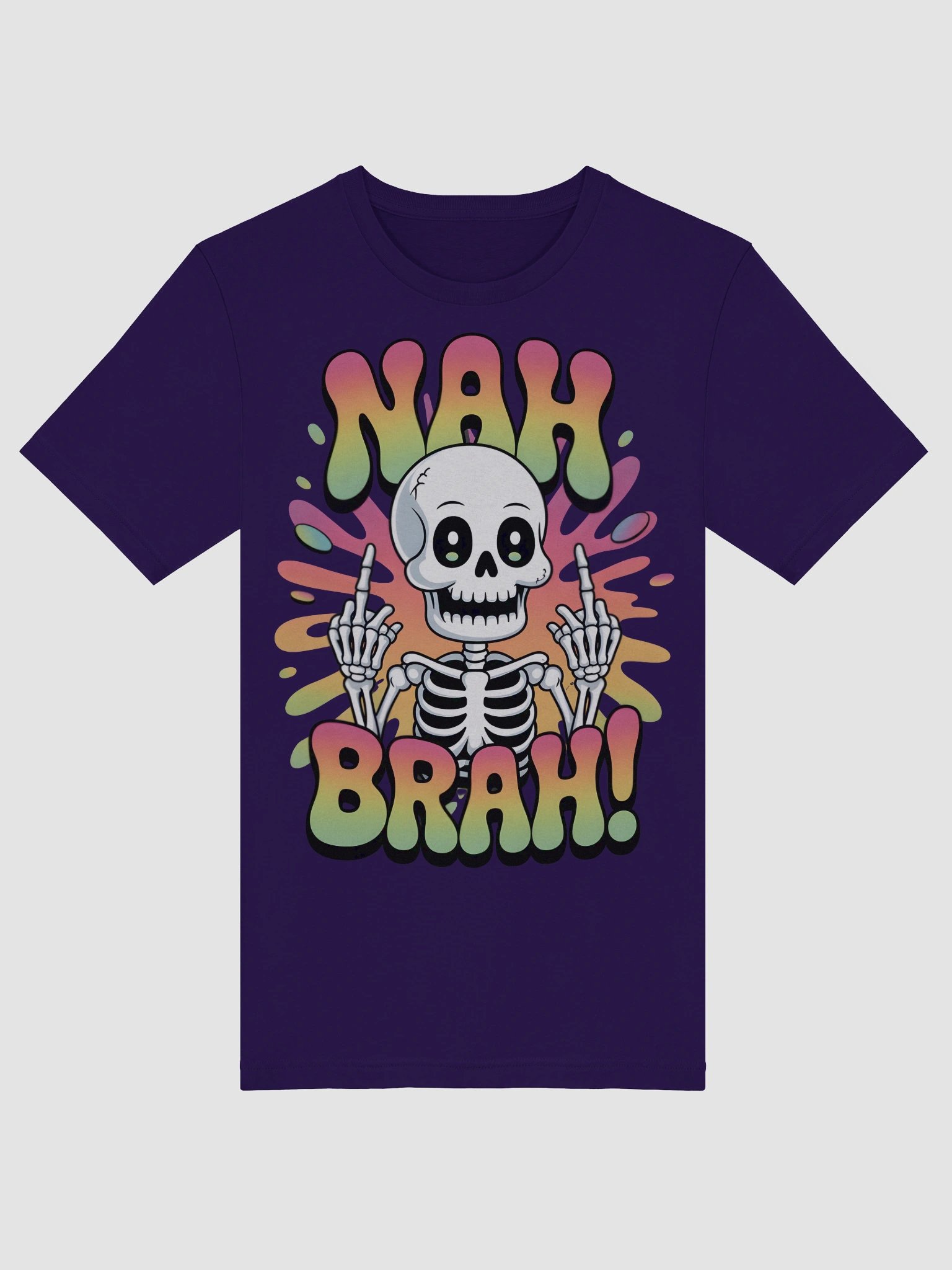 Sassy psychedelic Skeleton 'NAH BRAH!' T-Shirt - Hein Signature Studios product image (46)