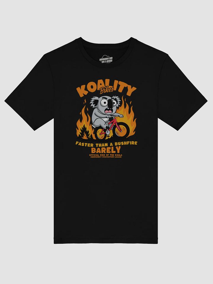 Funny Koala Bike Escape T-Shirt – “Faster Than a Bushfire (Barely)” Aussie Pun Cycling Tee product image (21)