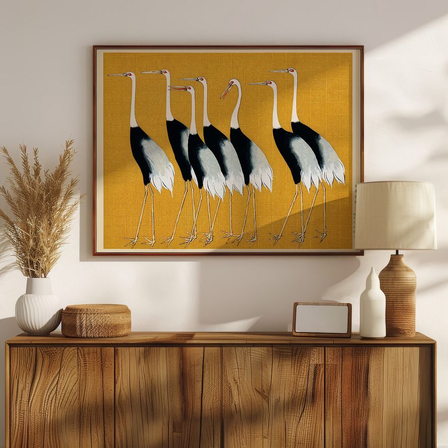 Red Crowned Cranes by Ogata Korin Vintage Japanese Woodblock Print product image (19)