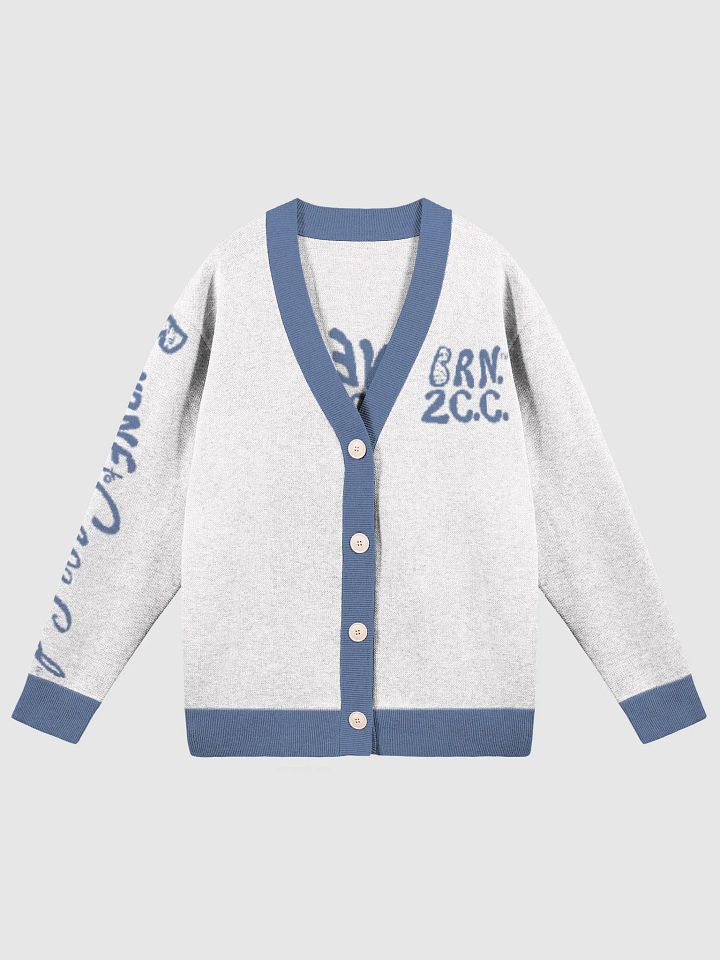 The Cape Cozy Cardigan | BOURNE to Cape Cod™ Unisex Knit Sweater | Coastal Classic Fit | Colors: Bleach White & Denim Trim product image (1)