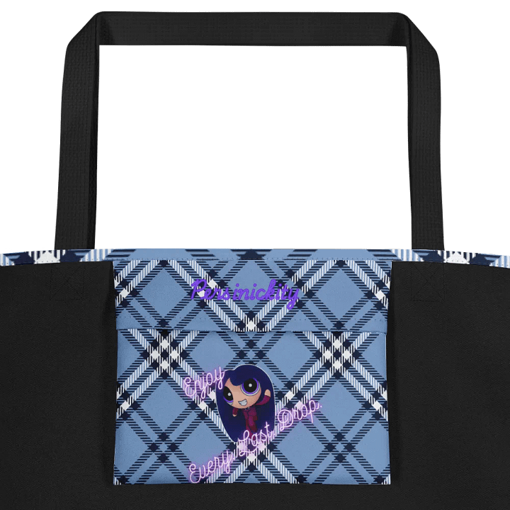 Pizza Love Tote Bag - Light Blue Plaid product image (2)