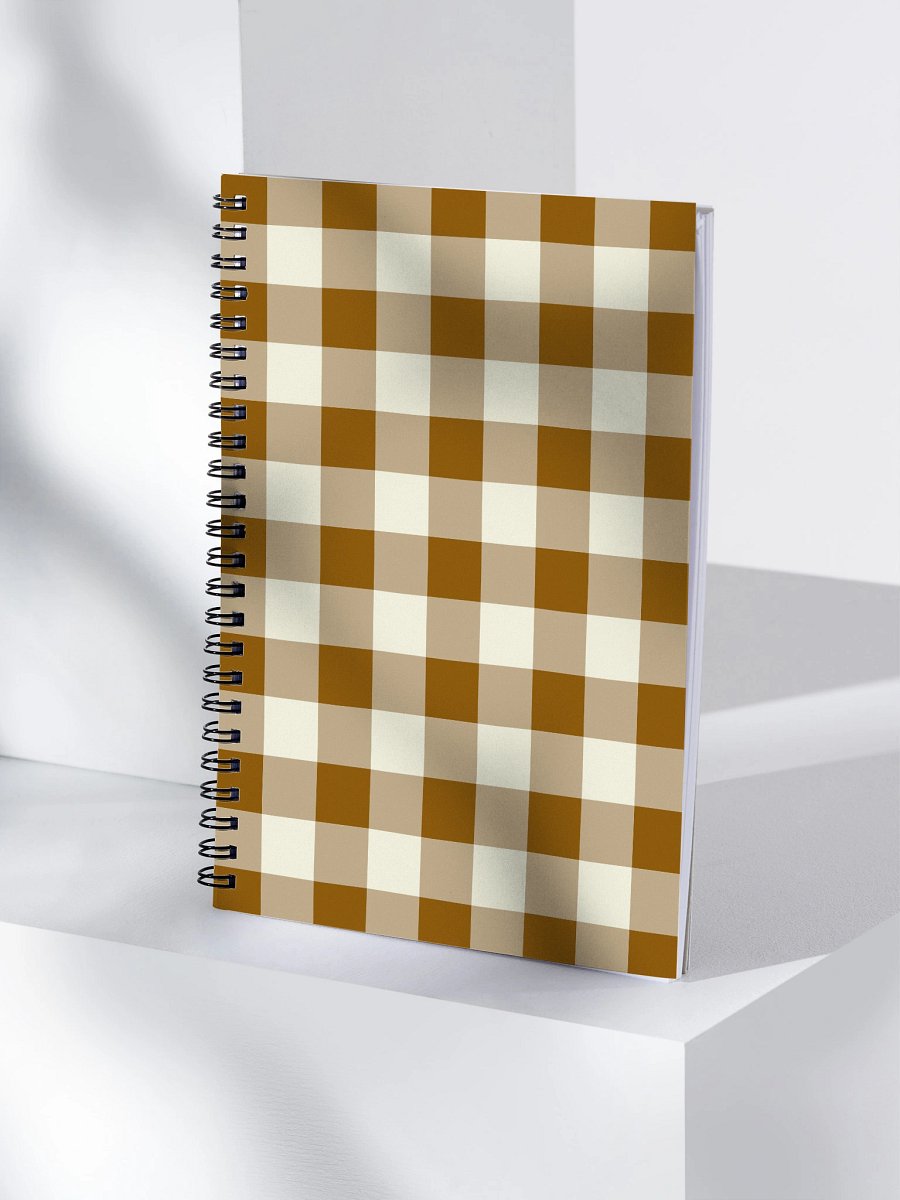 Brown & Cream Gingham Boho Bullet Journal – Spiral Notebook with Dotted Pages & Creative Planner product image (4)