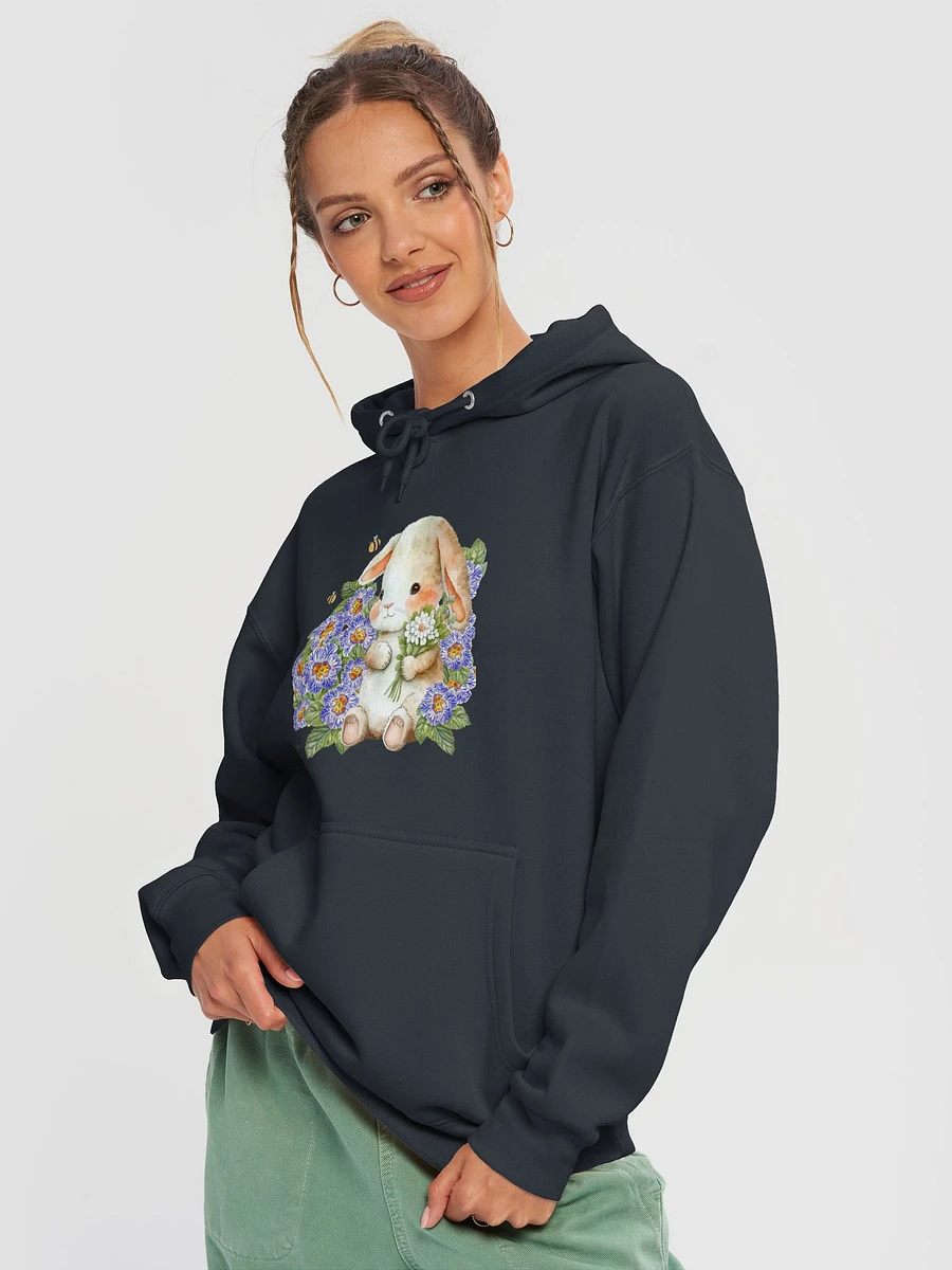 Garden Whispers: Bunny and the Primula Zebra Blues Unisex Hoodie - Double-Sided Design, Ultra Soft, Relaxed Fit product image (3)