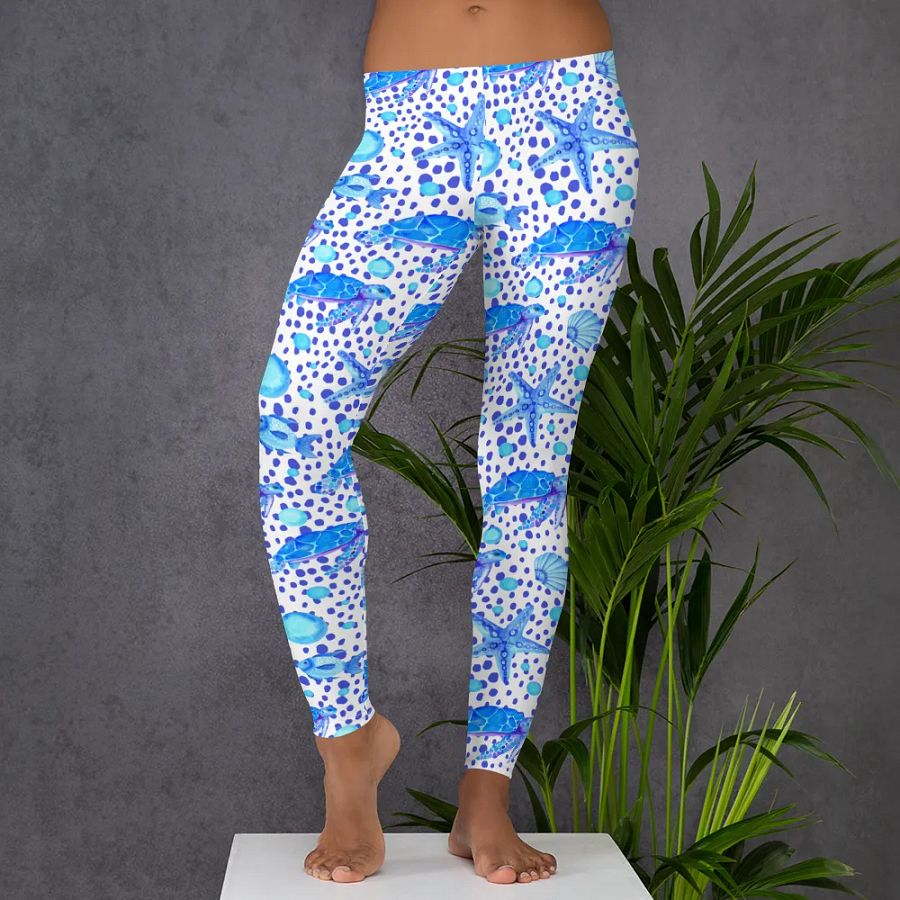 ladies leggings with sea turtle print.  Ideal gift fot the nature andeco lover. product image (6)