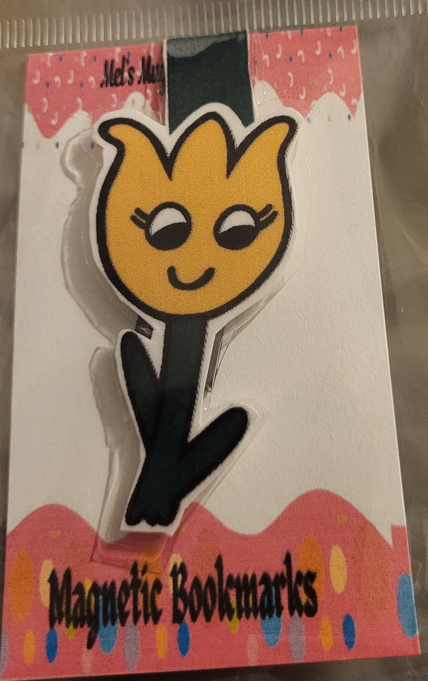 Cute Cartoon Yellow Tulip Magnetic Laminated Bookmark for Flower Fans product image (1)