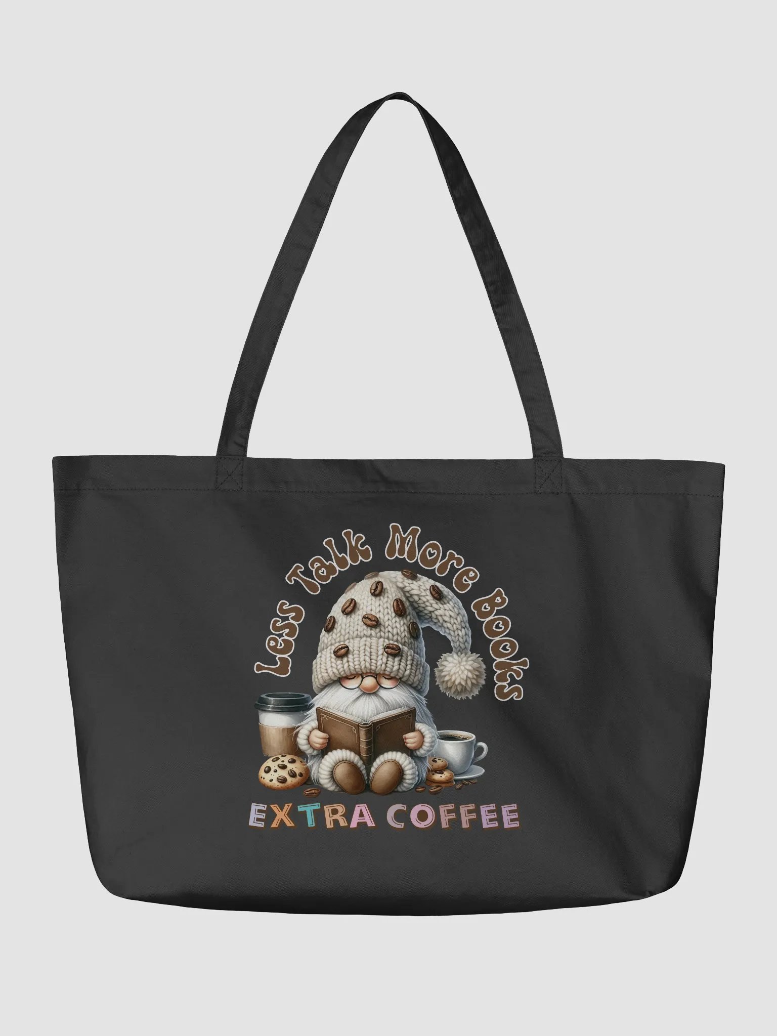 Less Talk More Books Extra Coffee Gnome Eco Tote Bag product image (3)