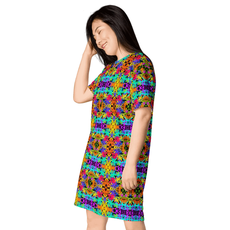 Bright Colourful Leaves Pattern Dress product image (12)